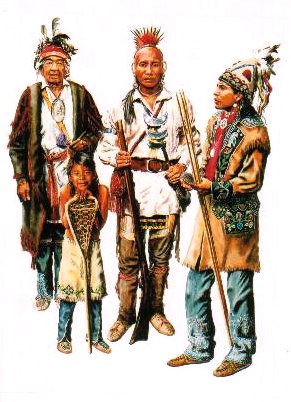 Traditionelle Kleidung der Iroquois um 1750